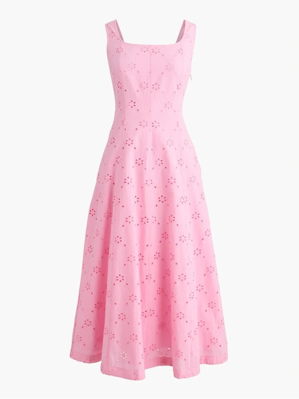 J crew pink Eyelet embroidered midi dress